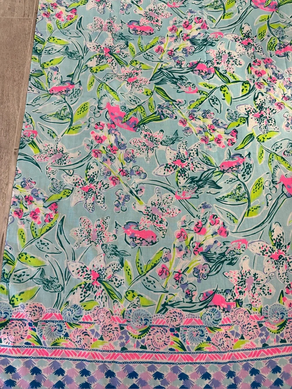 Lilly Pulitzer Seaspray Resort Wrap vibrant, tropical floral pattern tassels